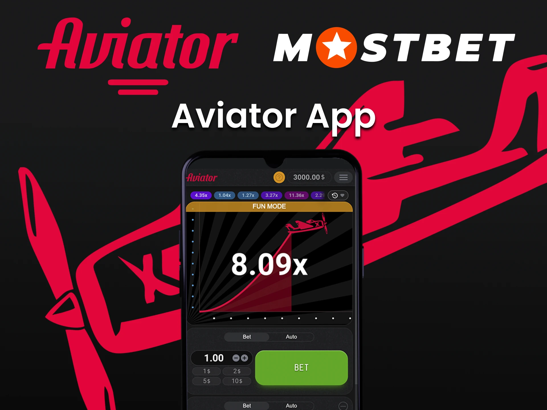 Play the Aviator game with the Mostbet app.